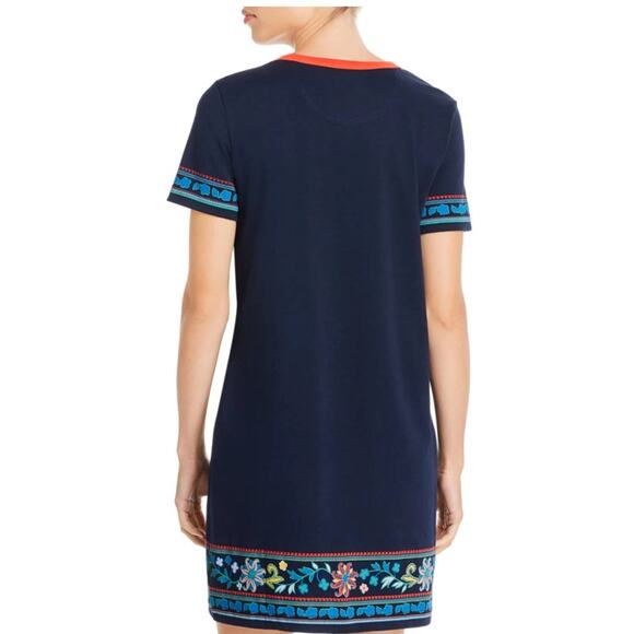 Tory Burch Black Mountain Floral Navy Multicolored T-Shirt Dress Medium - Picture 6 of 12